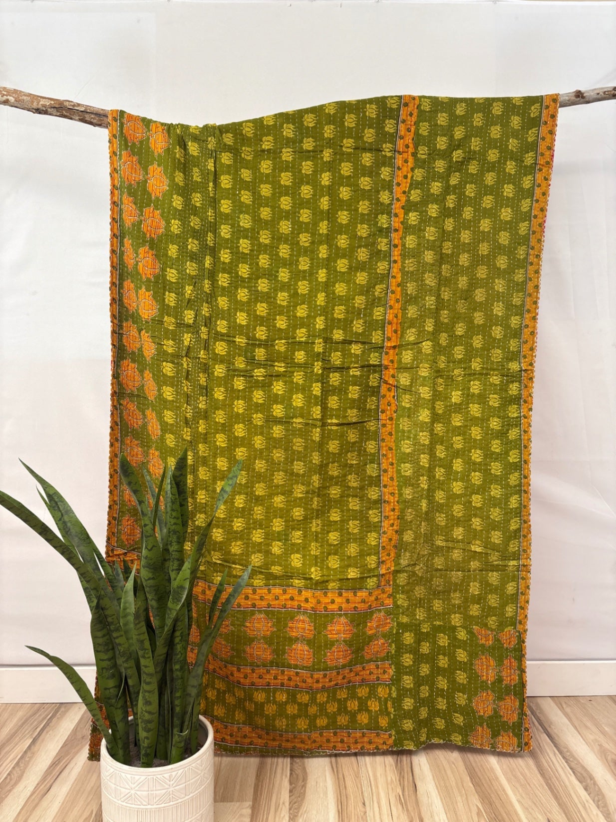 Twin Vintage Cotton Kantha Quilt