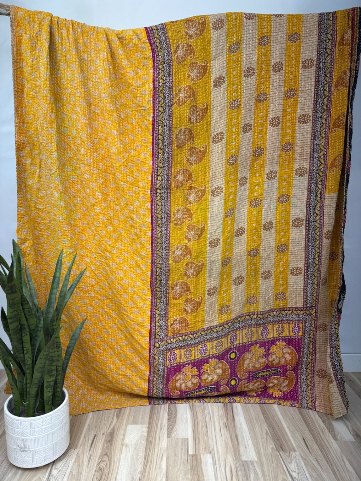 Queen Vintage Cotton Kantha Quilt