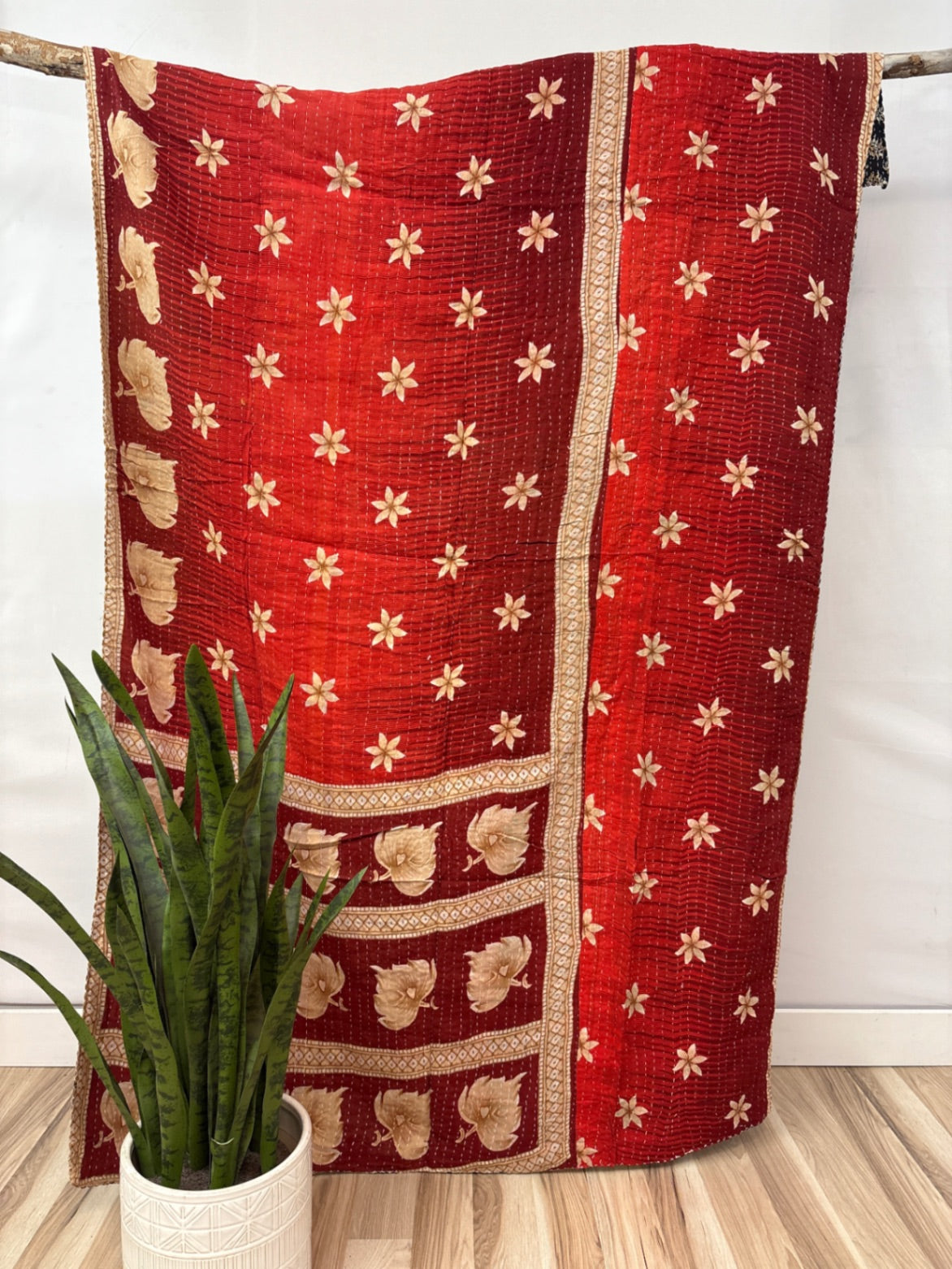 Twin Vintage Cotton Kantha Quilt