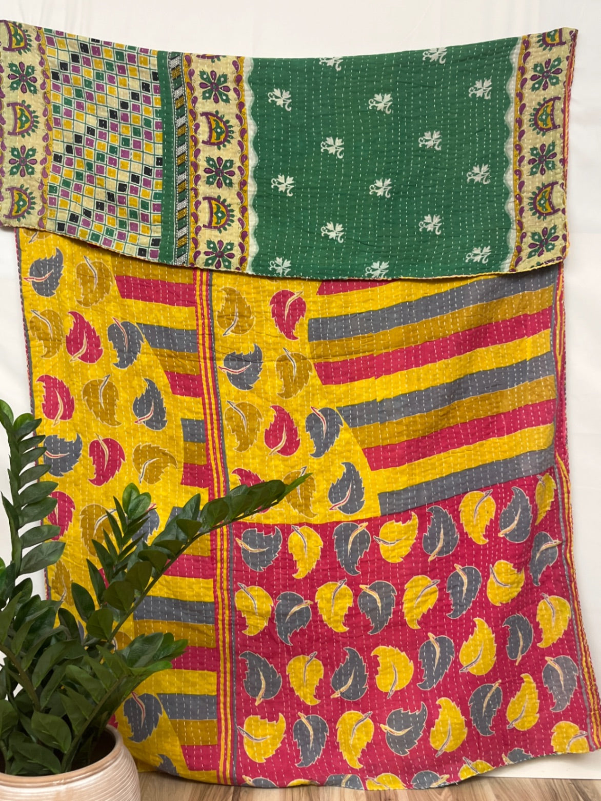 Twin Vintage Cotton Kantha Quilt