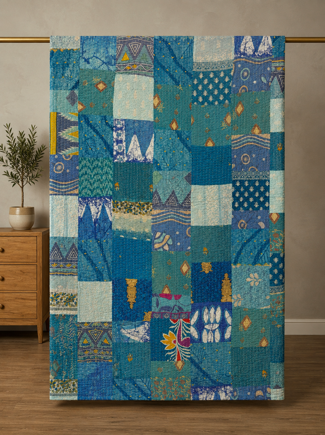 Twin Patchwork Kantha Quilts
