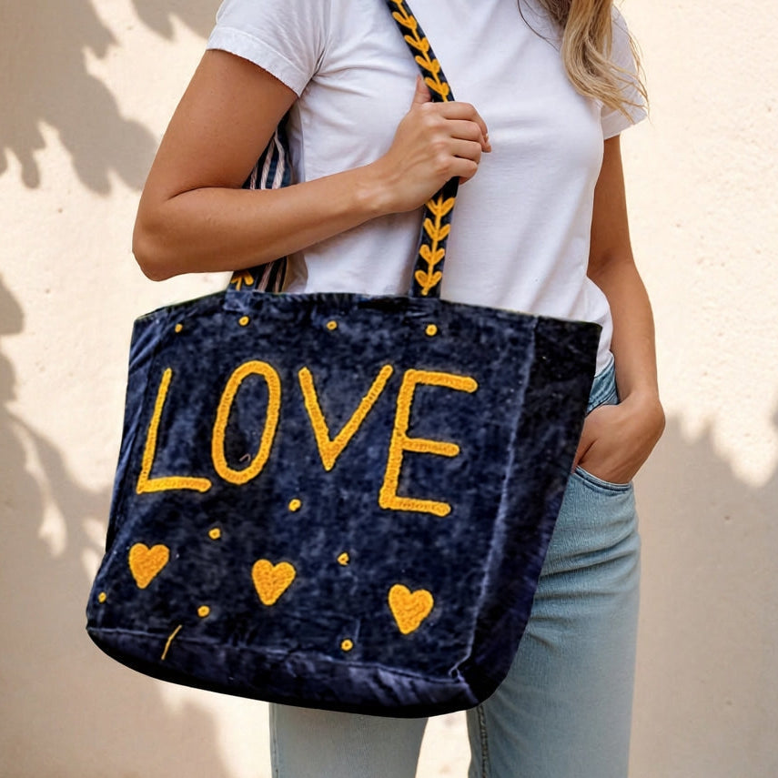 Embroidered Velvet Totes