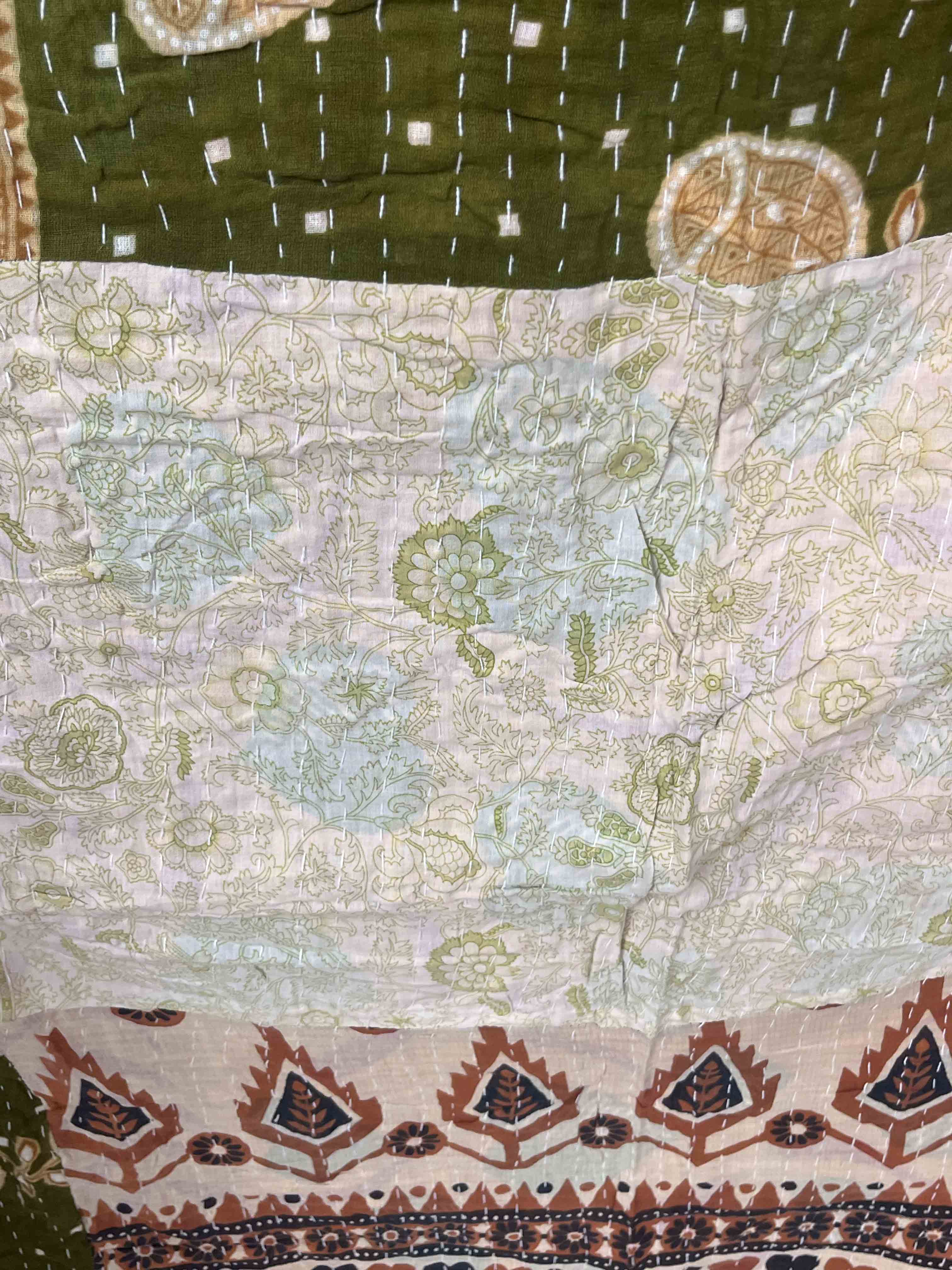 Vintage Cotton Kantha Quilt - Twin