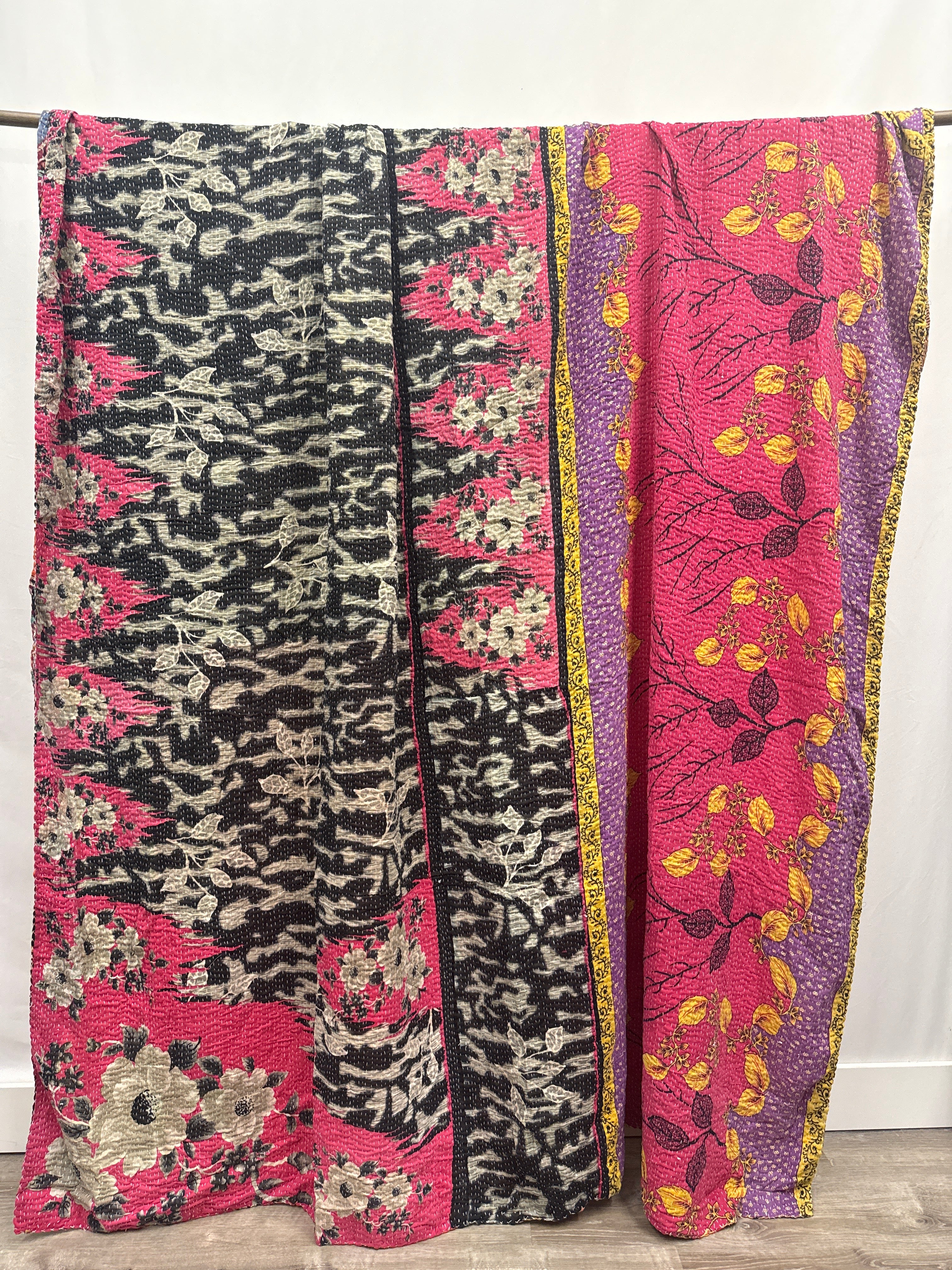 Queen Vintage Cotton Kantha Quilt