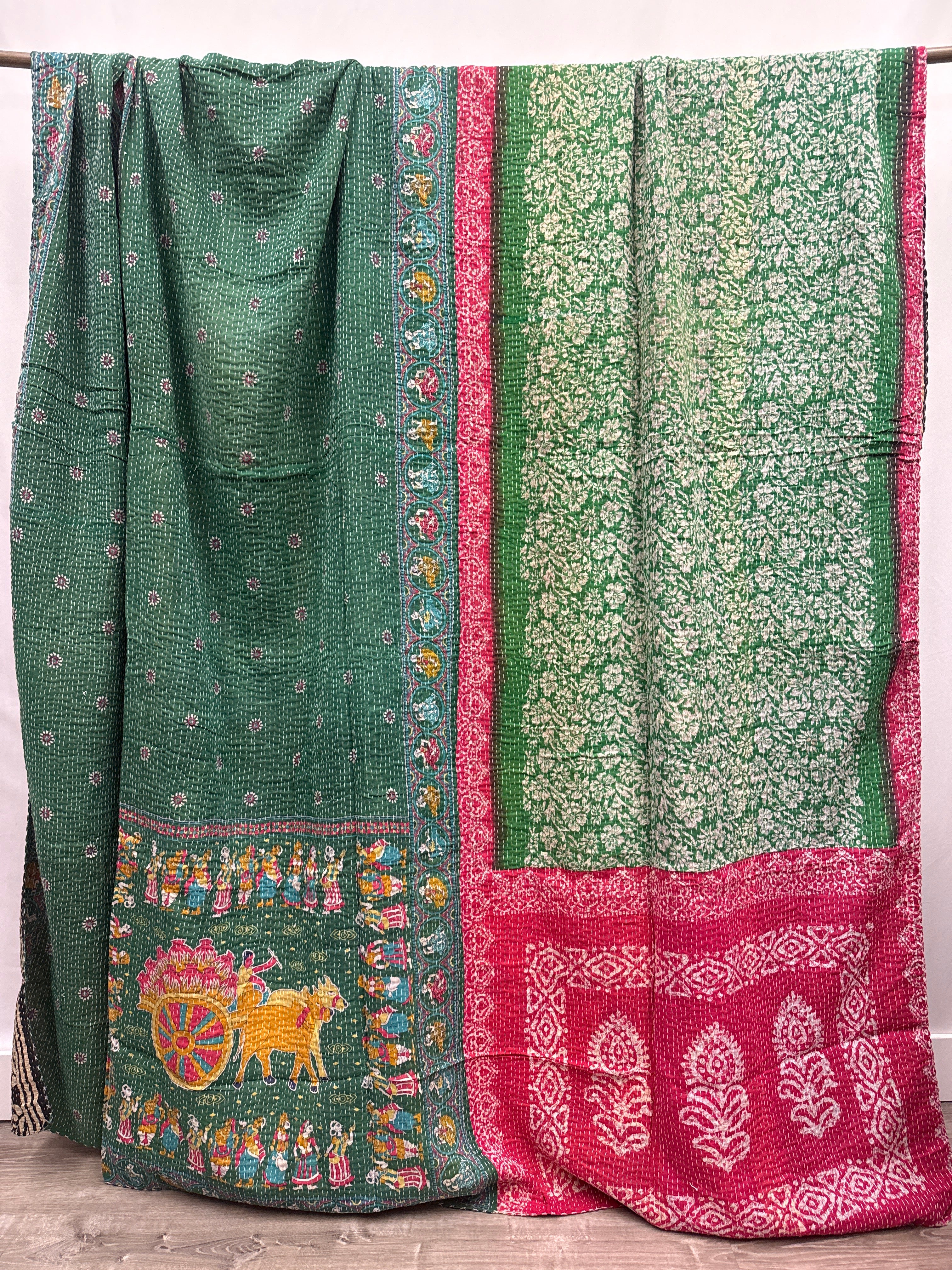Queen Vintage Cotton Kantha Quilt