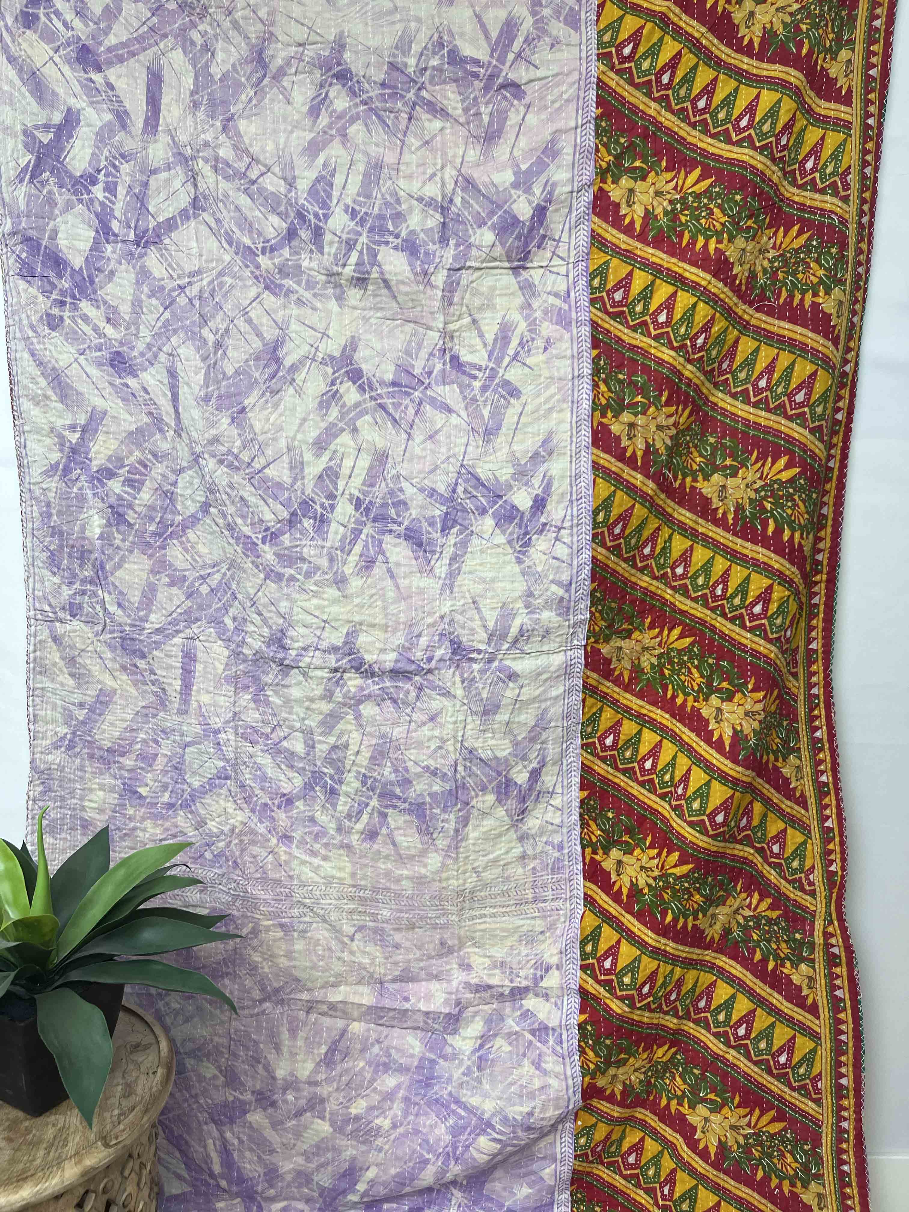 Vintage Cotton Kantha Quilt - Twin