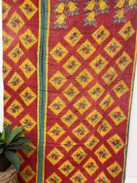 Vintage Cotton Kantha Quilt - Twin