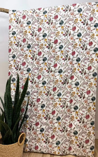 Wildflower Field Block Print Cotton Kantha Quilt