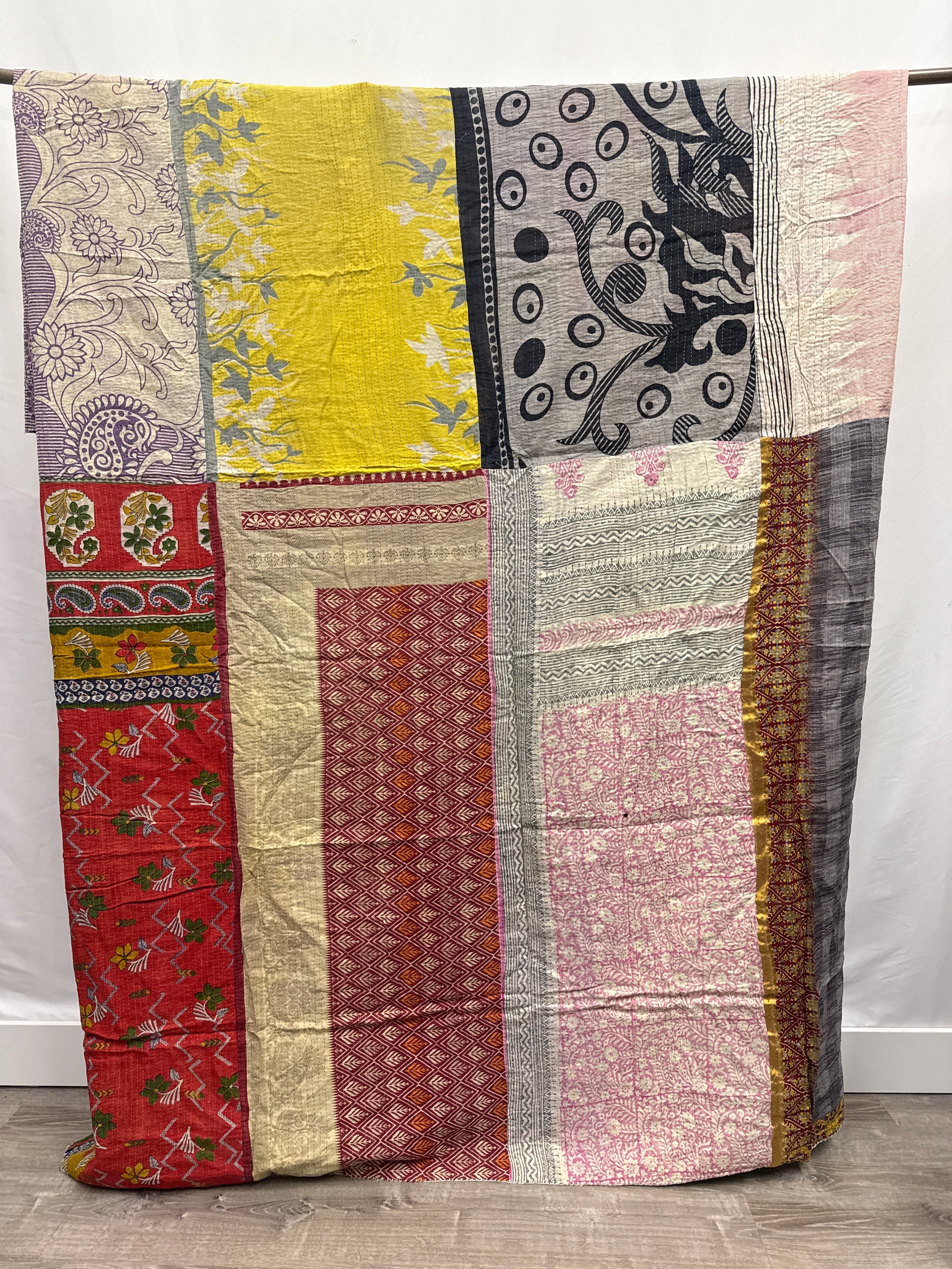 Queen Vintage Cotton Kantha Quilt