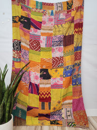 Patchwork Vintage Cotton Kantha Quilt - Twin