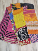 Patchwork Vintage Cotton Kantha Quilt - Twin