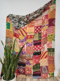 Patchwork Vintage Cotton Kantha Quilt - Twin