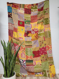 Patchwork Vintage Cotton Kantha Quilt - Twin