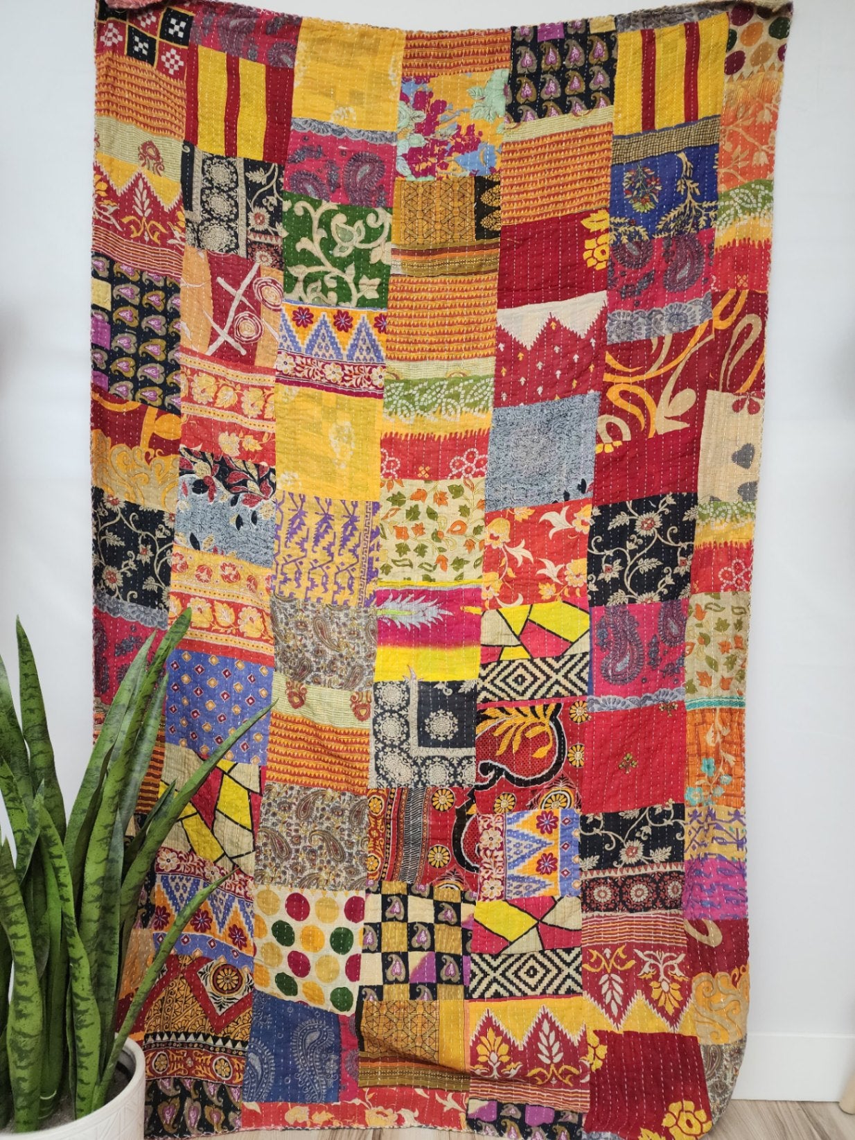 Patchwork Vintage Cotton Kantha Quilt - Twin