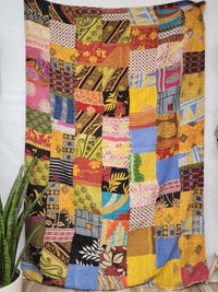 Patchwork Vintage Cotton Kantha Quilt - Twin