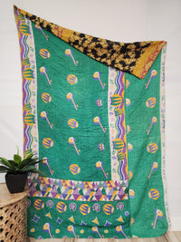 Vintage Cotton Kantha Quilt - Twin