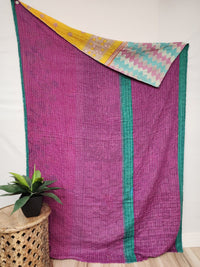 Vintage Cotton Kantha Quilt - Twin