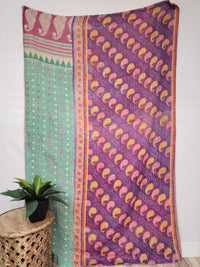 Vintage Cotton Kantha Quilt - Twin