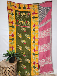 Vintage Cotton Kantha Quilt - Twin