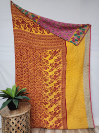 Vintage Cotton Kantha Quilt - Twin