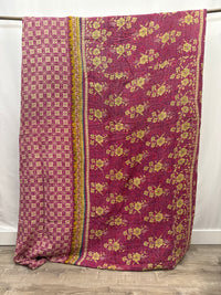Patchwork Vintage Cotton Kantha Quilt - Queen