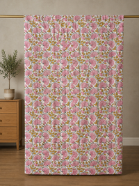 Lotus Dreams Light Block Print Cotton Kantha Quilt