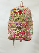 Tan w/Pink Trim Quilted Backpack