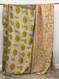 Queen Vintage Cotton Kantha Quilt