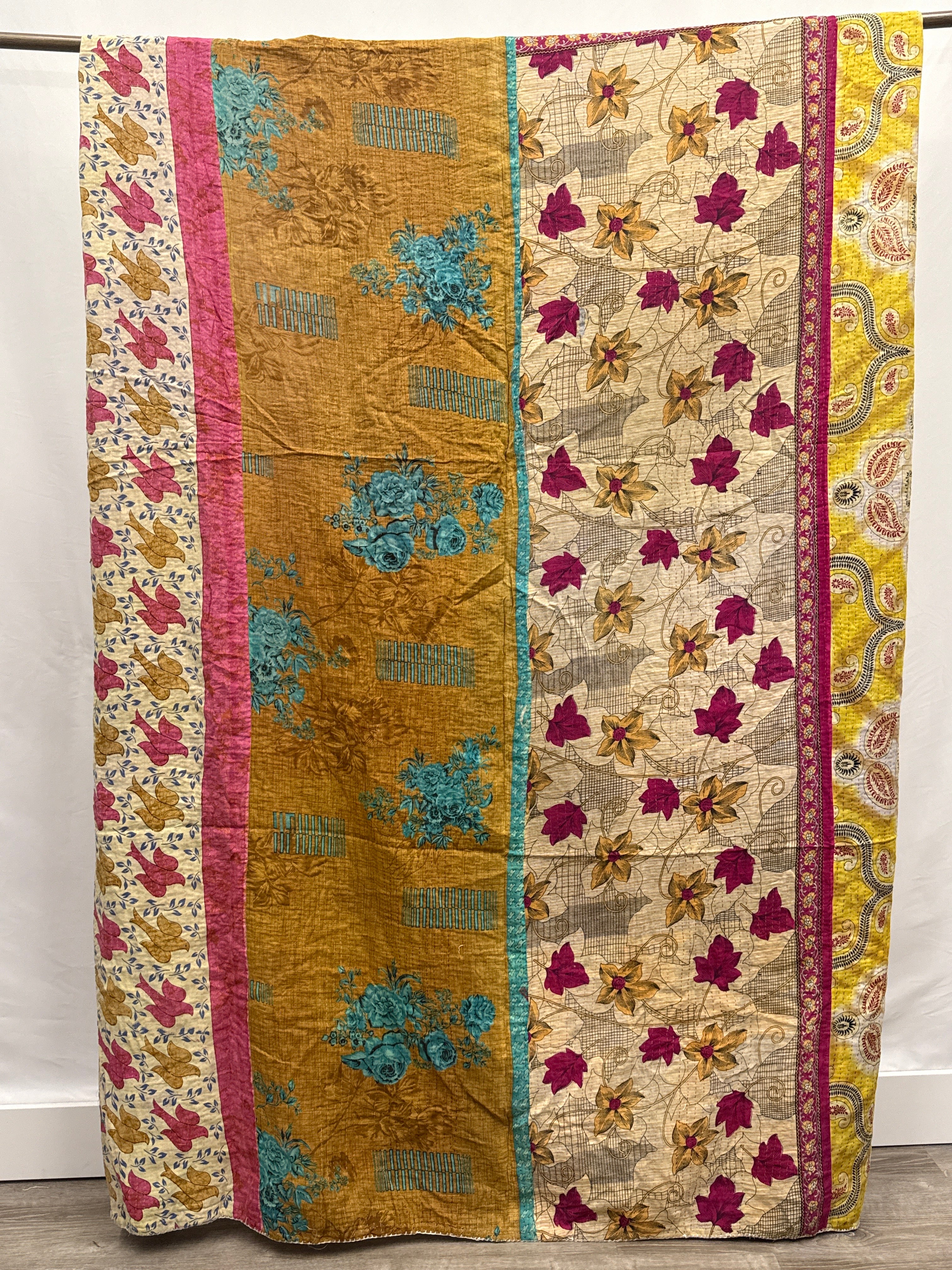 Queen Vintage Cotton Kantha Quilt