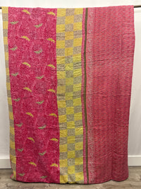 Patchwork Vintage Cotton Kantha Quilt - Queen