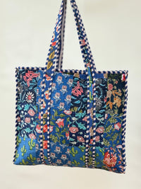 Blue Patchwork Quilted Tote