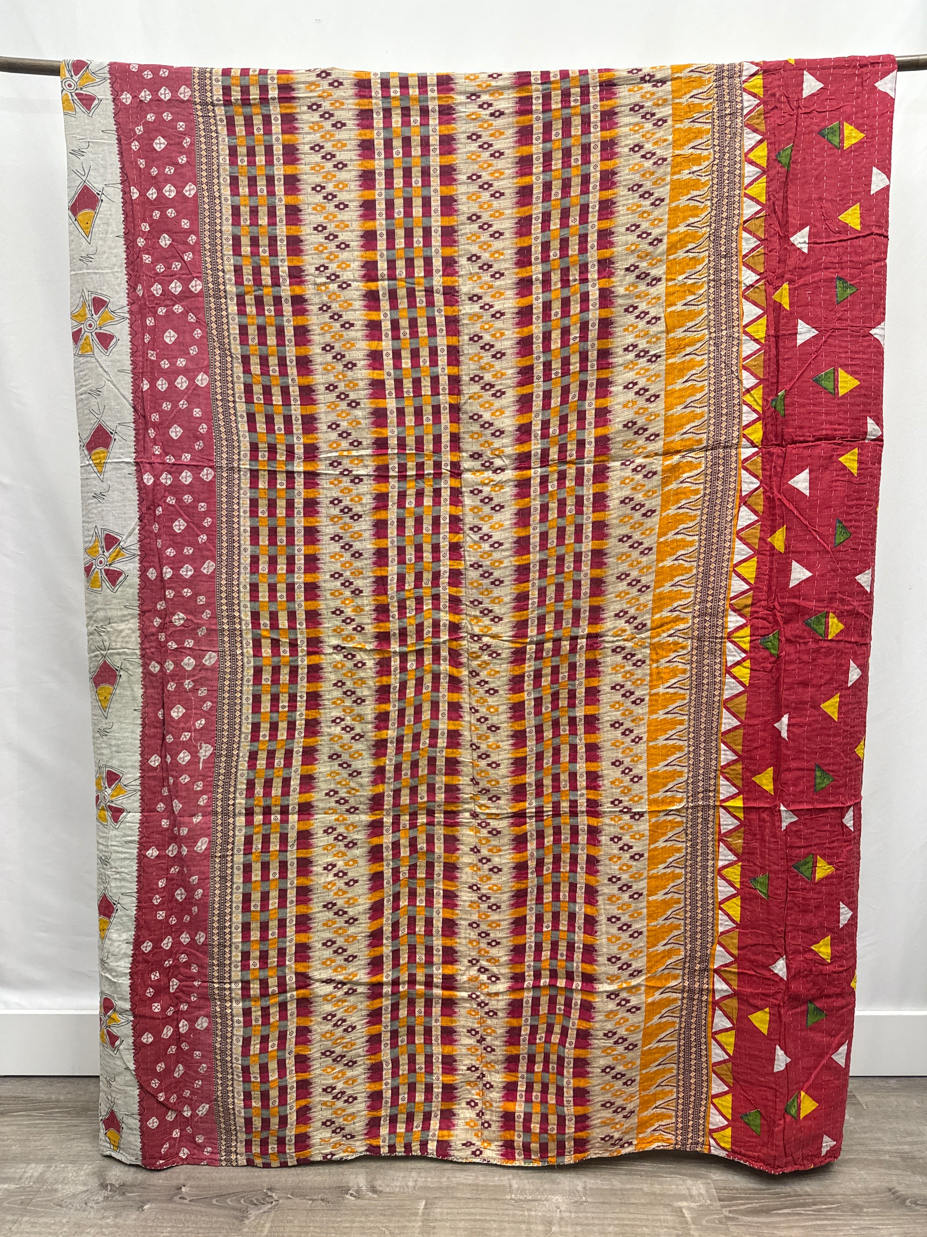 Queen Vintage Cotton Kantha Quilt