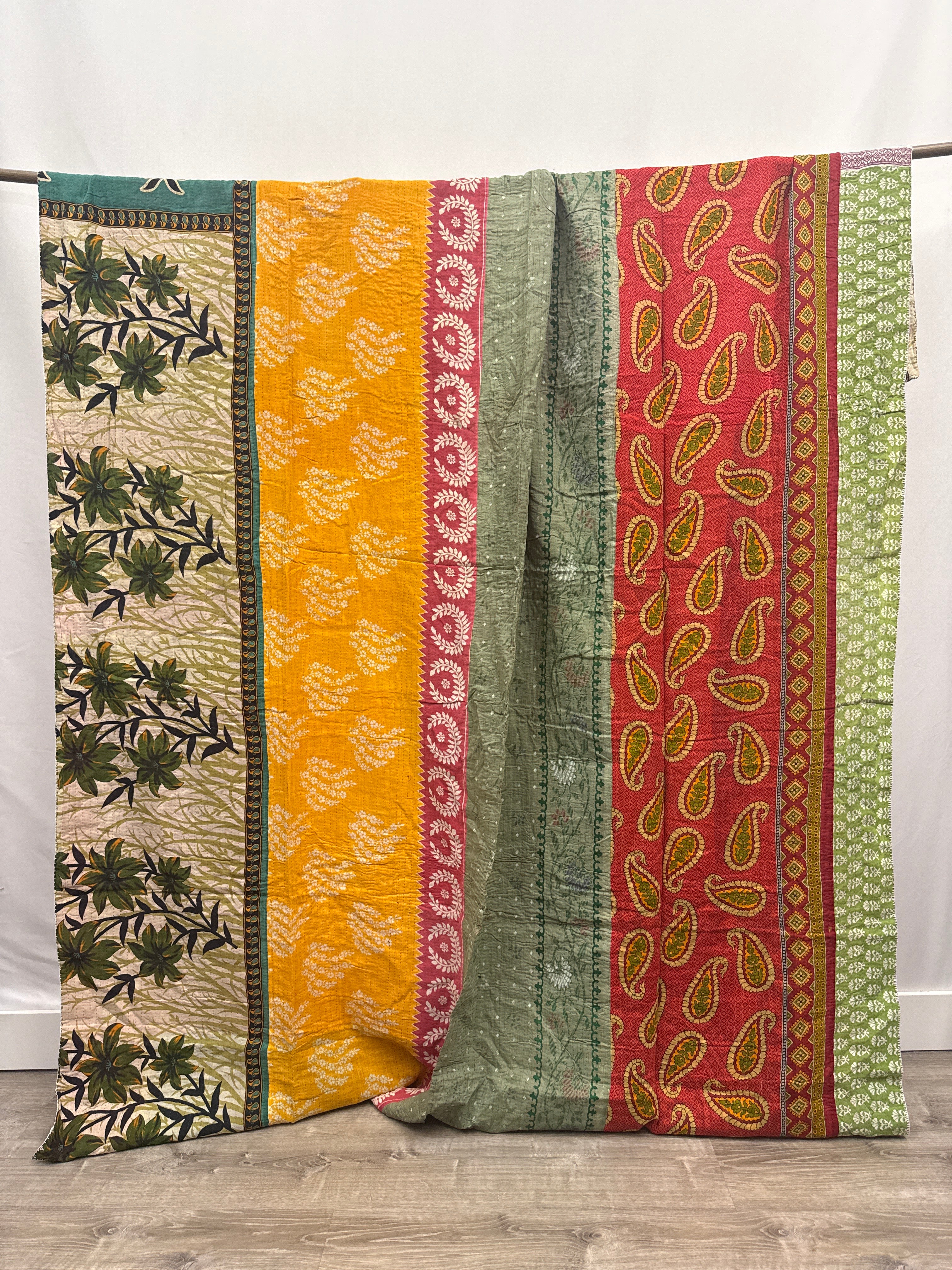 Queen Vintage Cotton Kantha Quilt