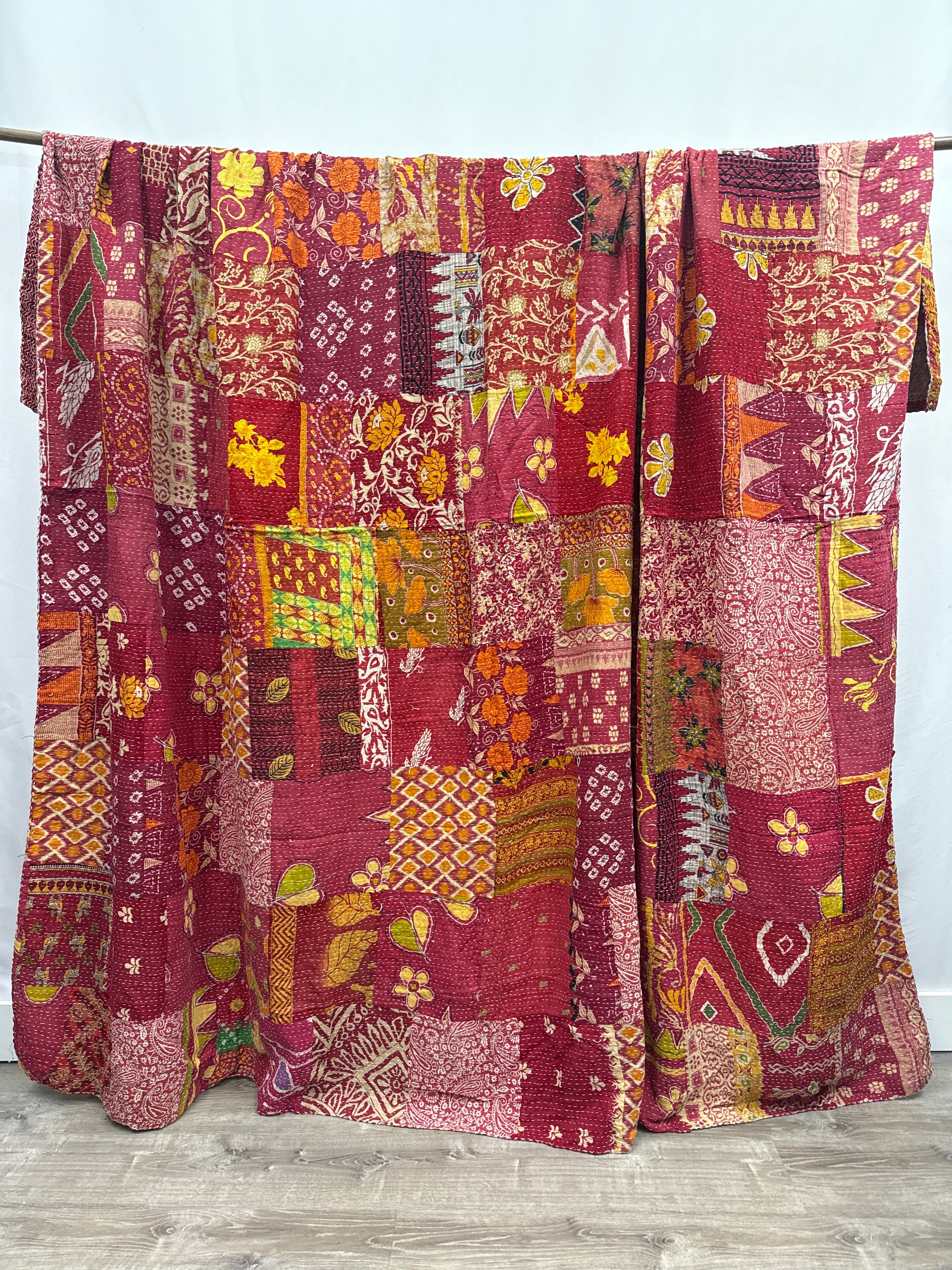 Patchwork Cotton Kantha Quilt King