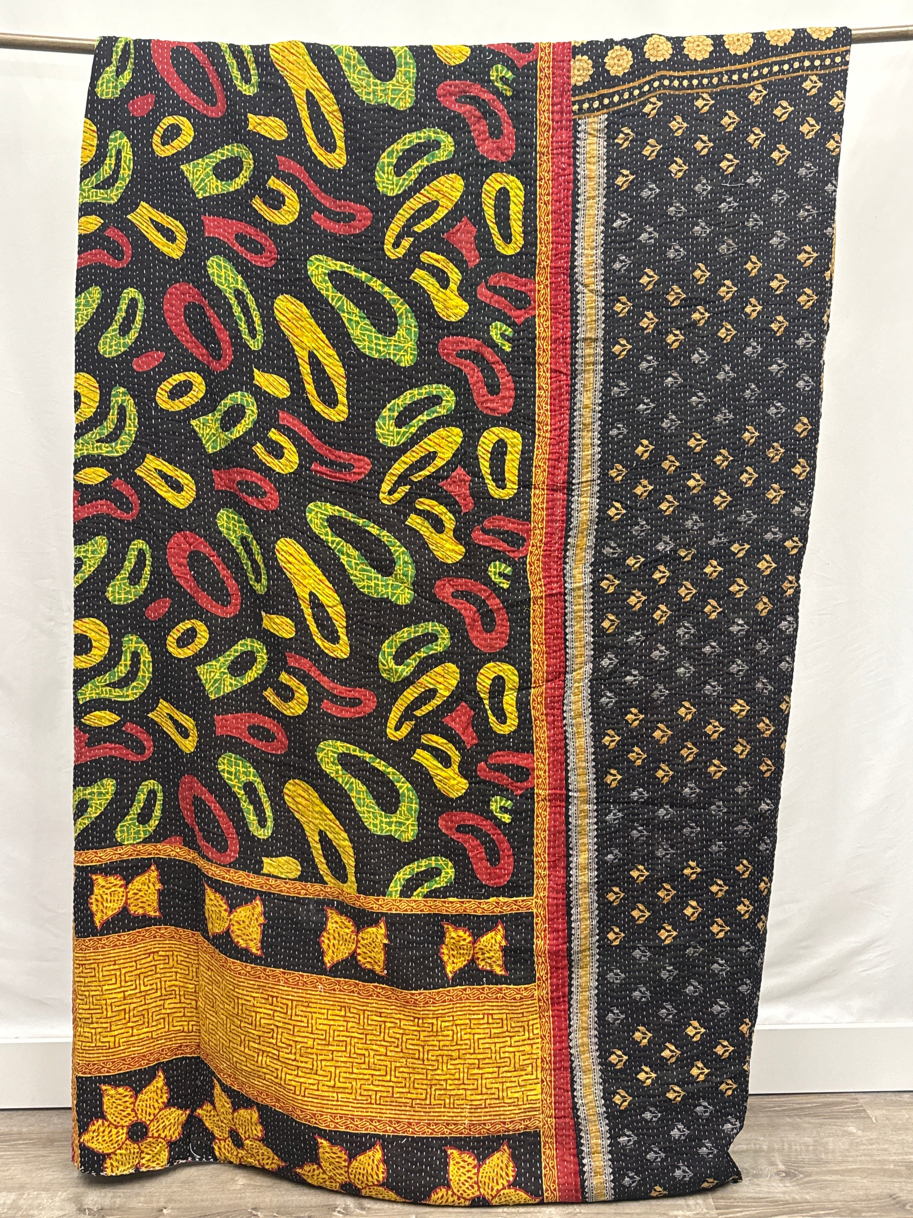 Queen Vintage Cotton Kantha Quilt