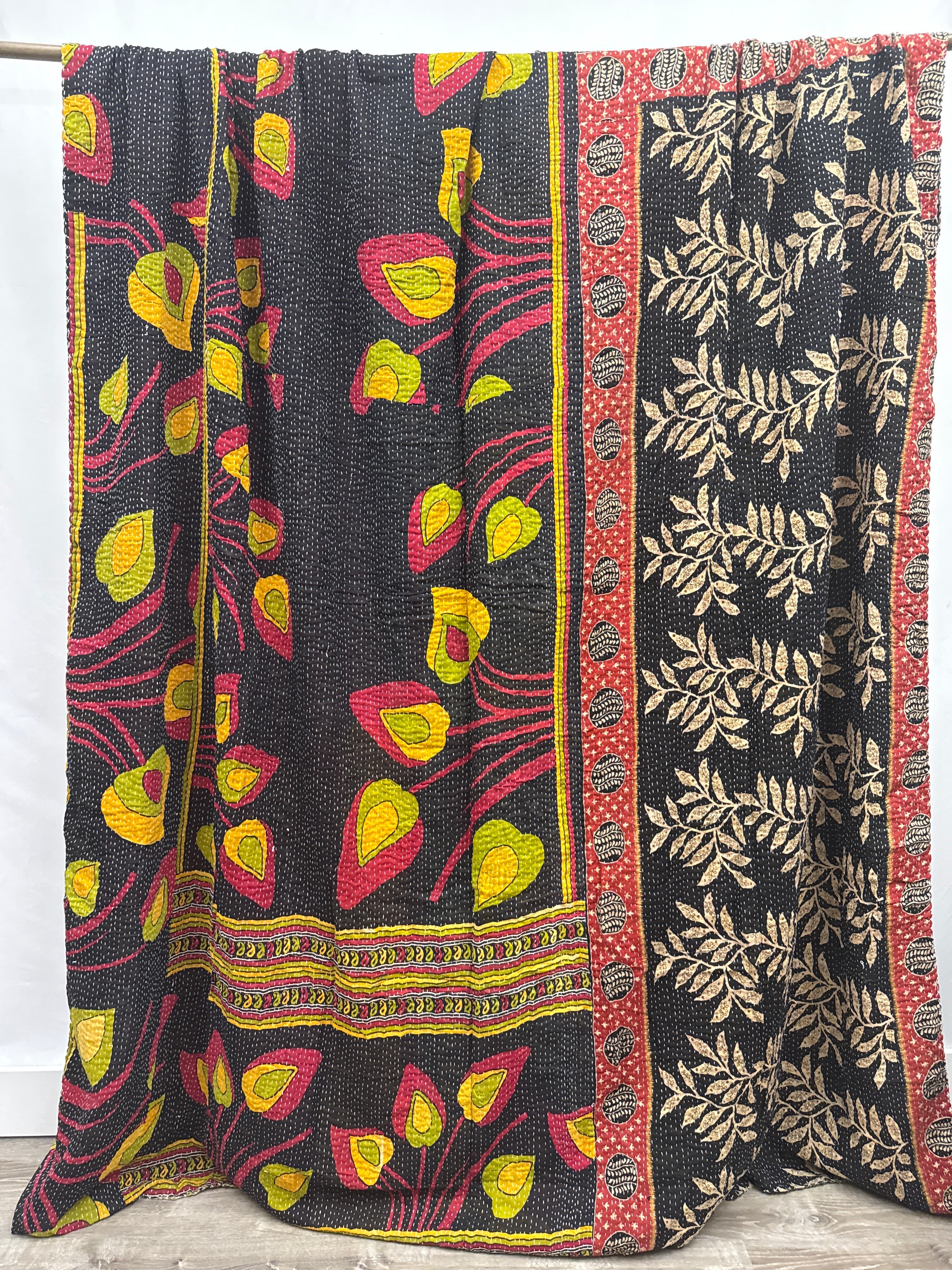 Queen Vintage Cotton Kantha Quilt