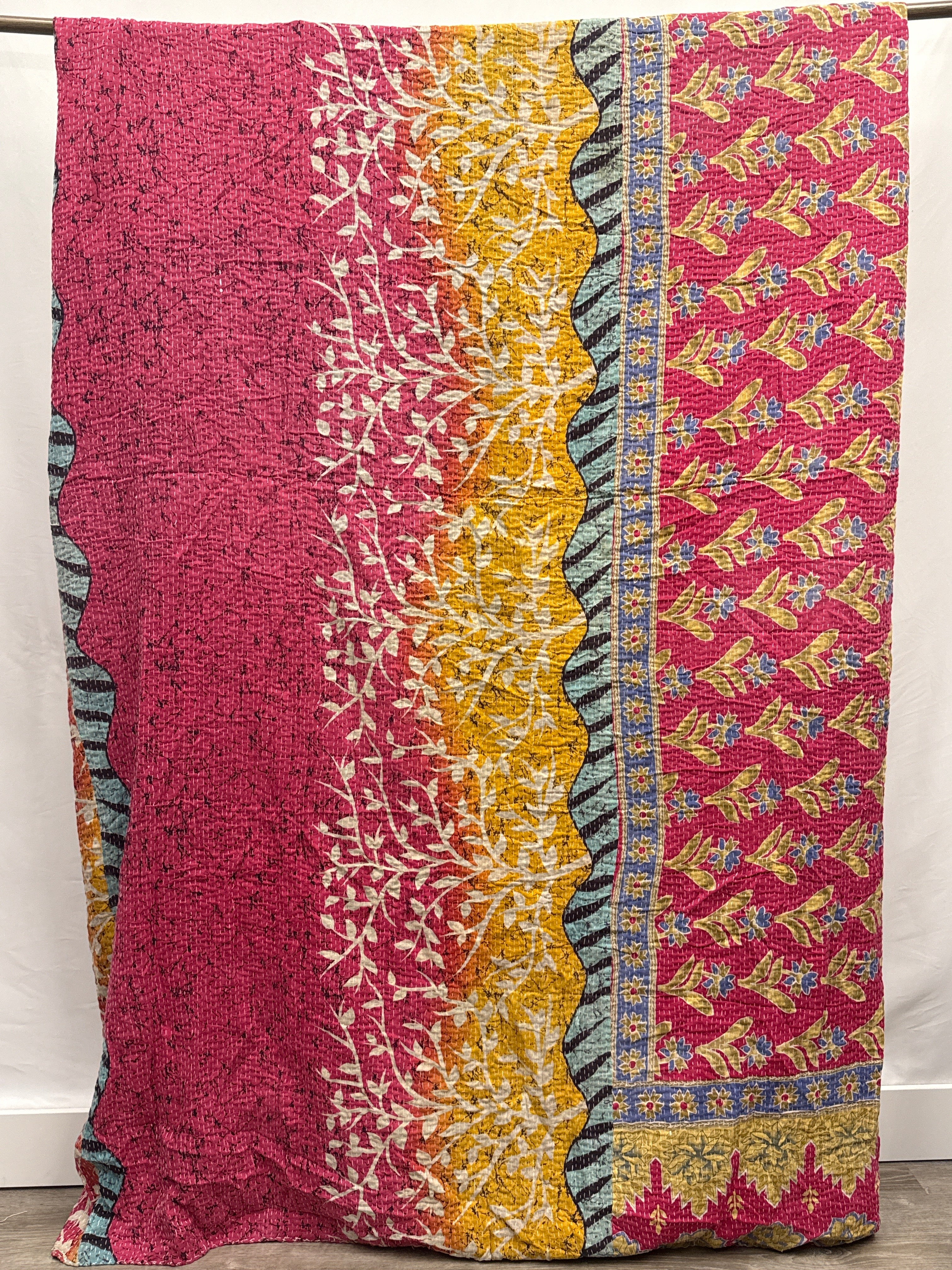 Queen Vintage Cotton Kantha Quilt