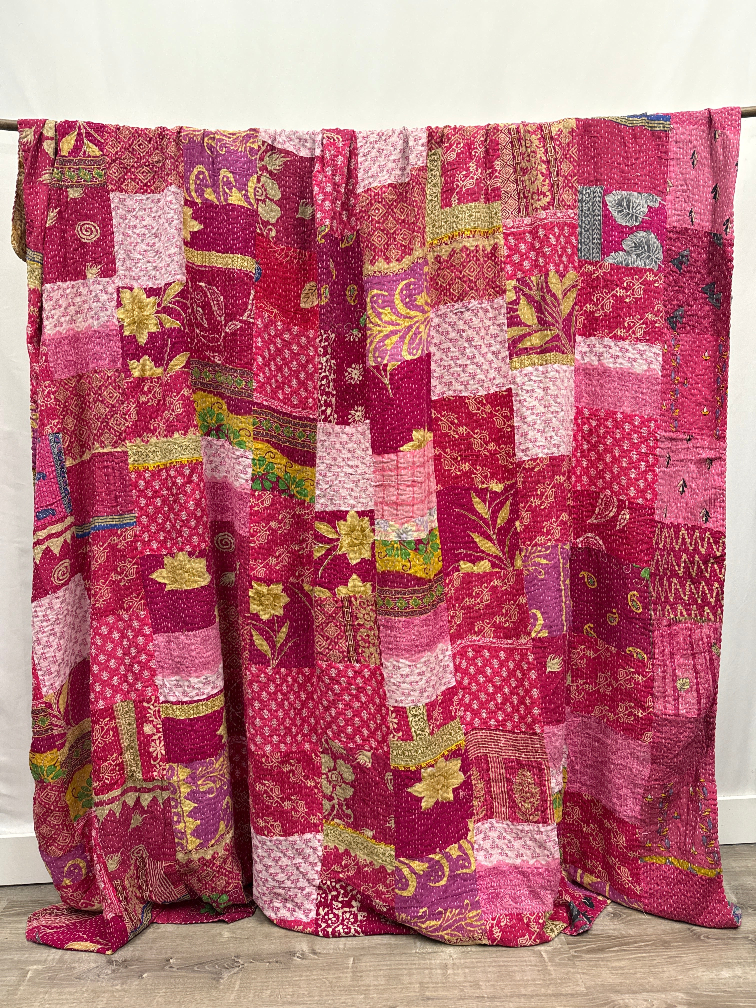 Patchwork Cotton Kantha Quilt King