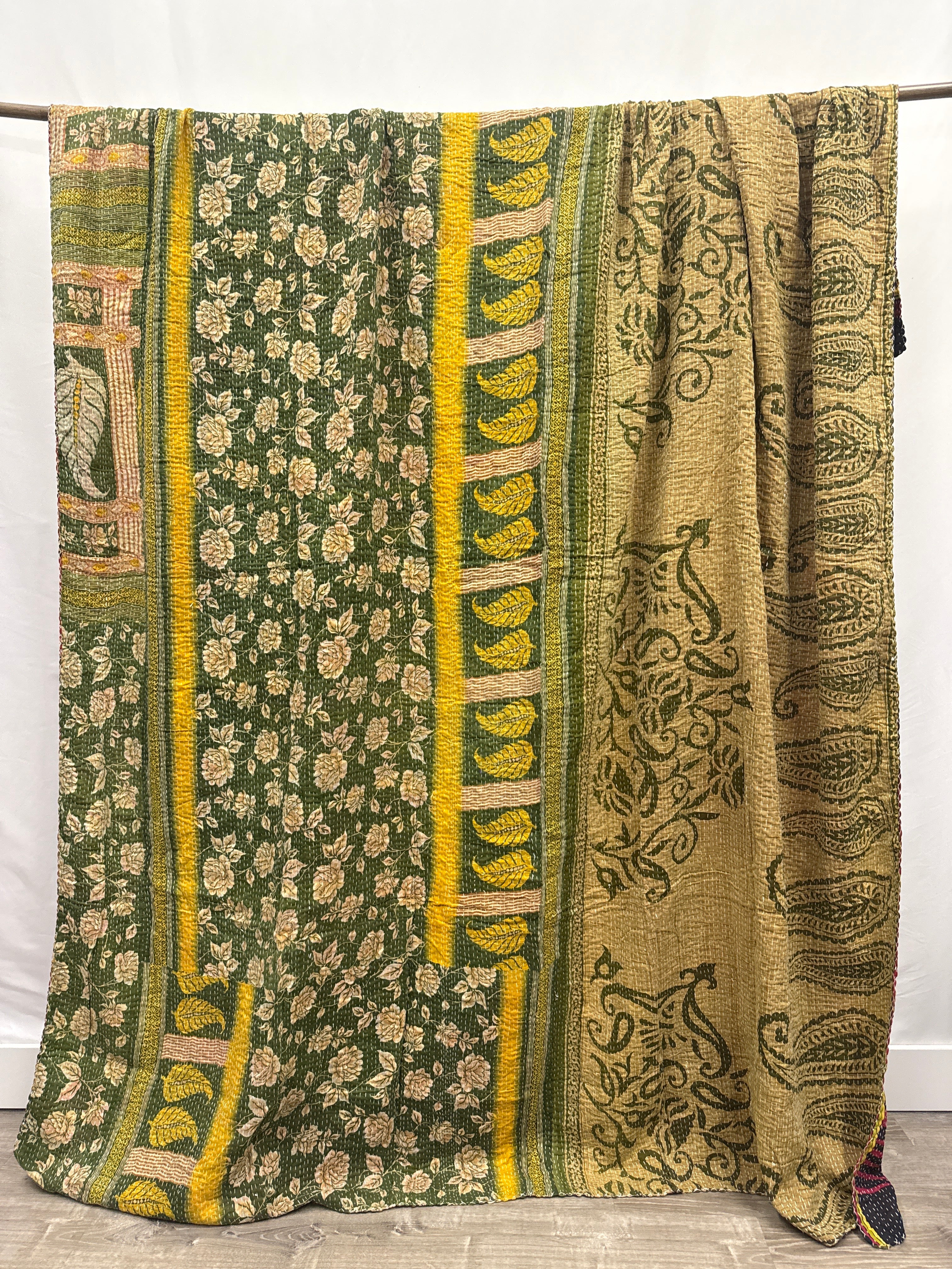 Queen Vintage Cotton Kantha Quilt