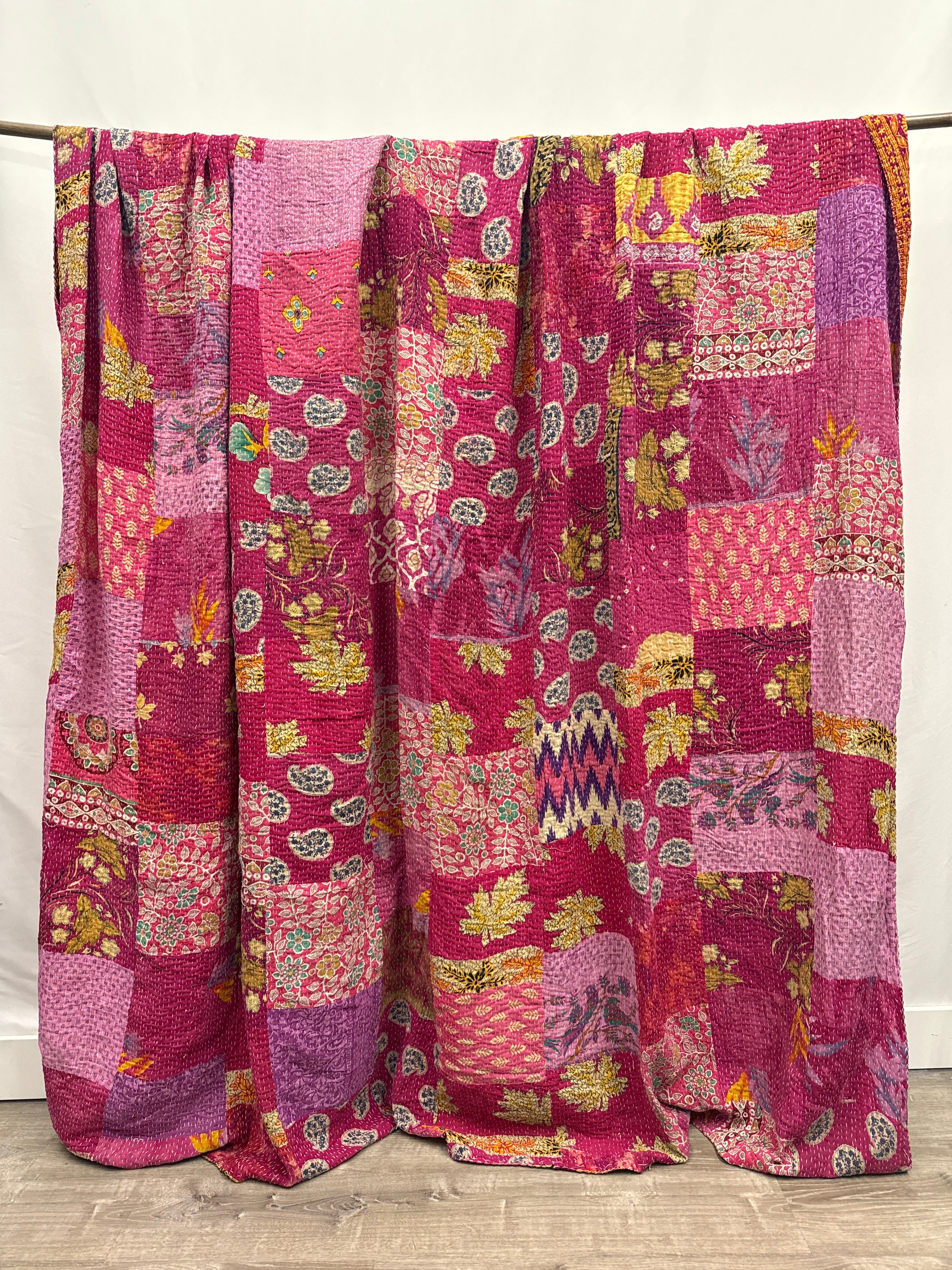 Patchwork Cotton Kantha Quilt King