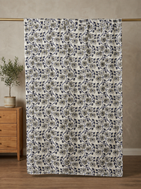 Moonlit Vines Block Print Cotton Kantha Quilt