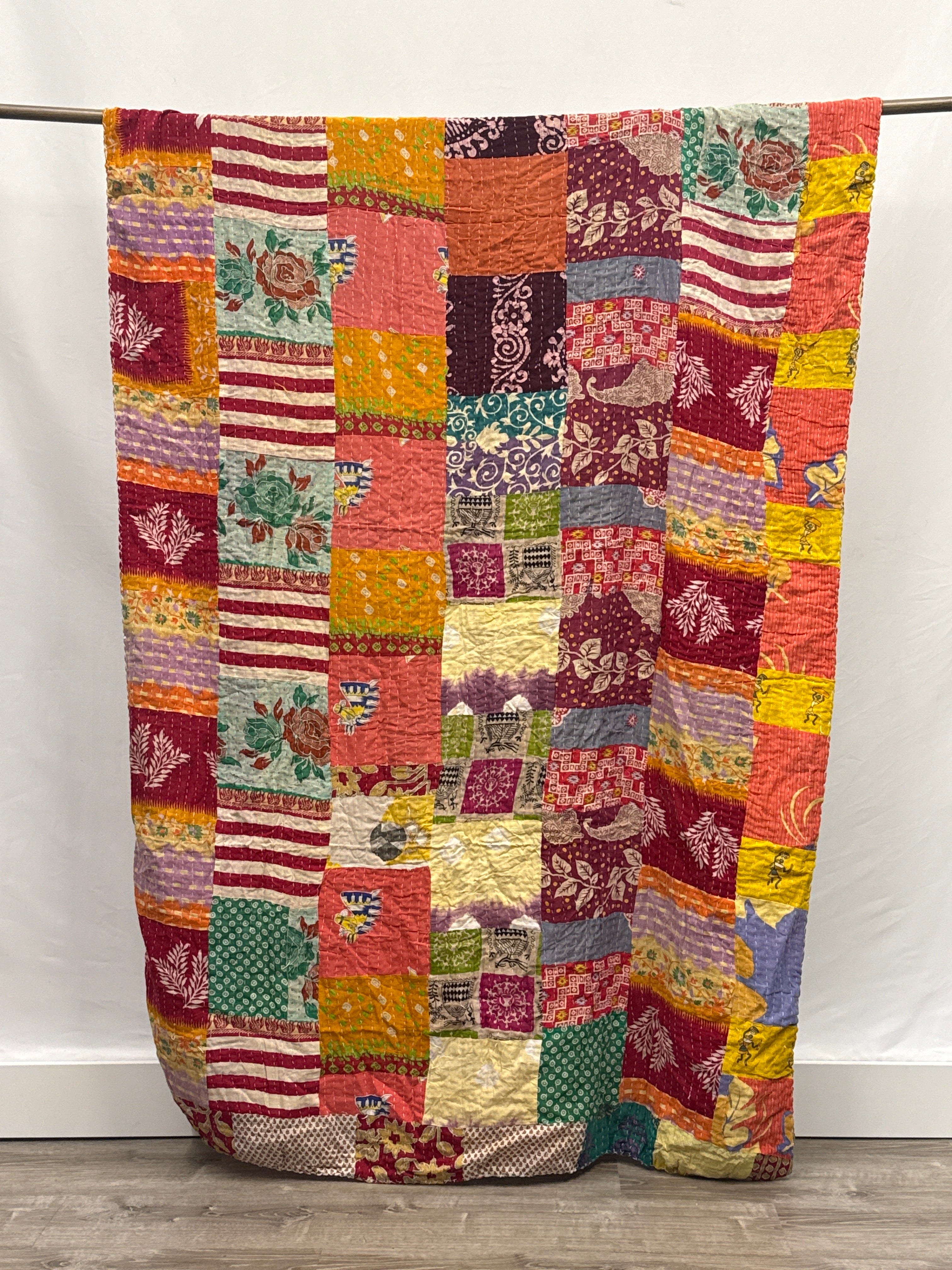Patchwork Vintage Cotton Kantha Quilt - Twin