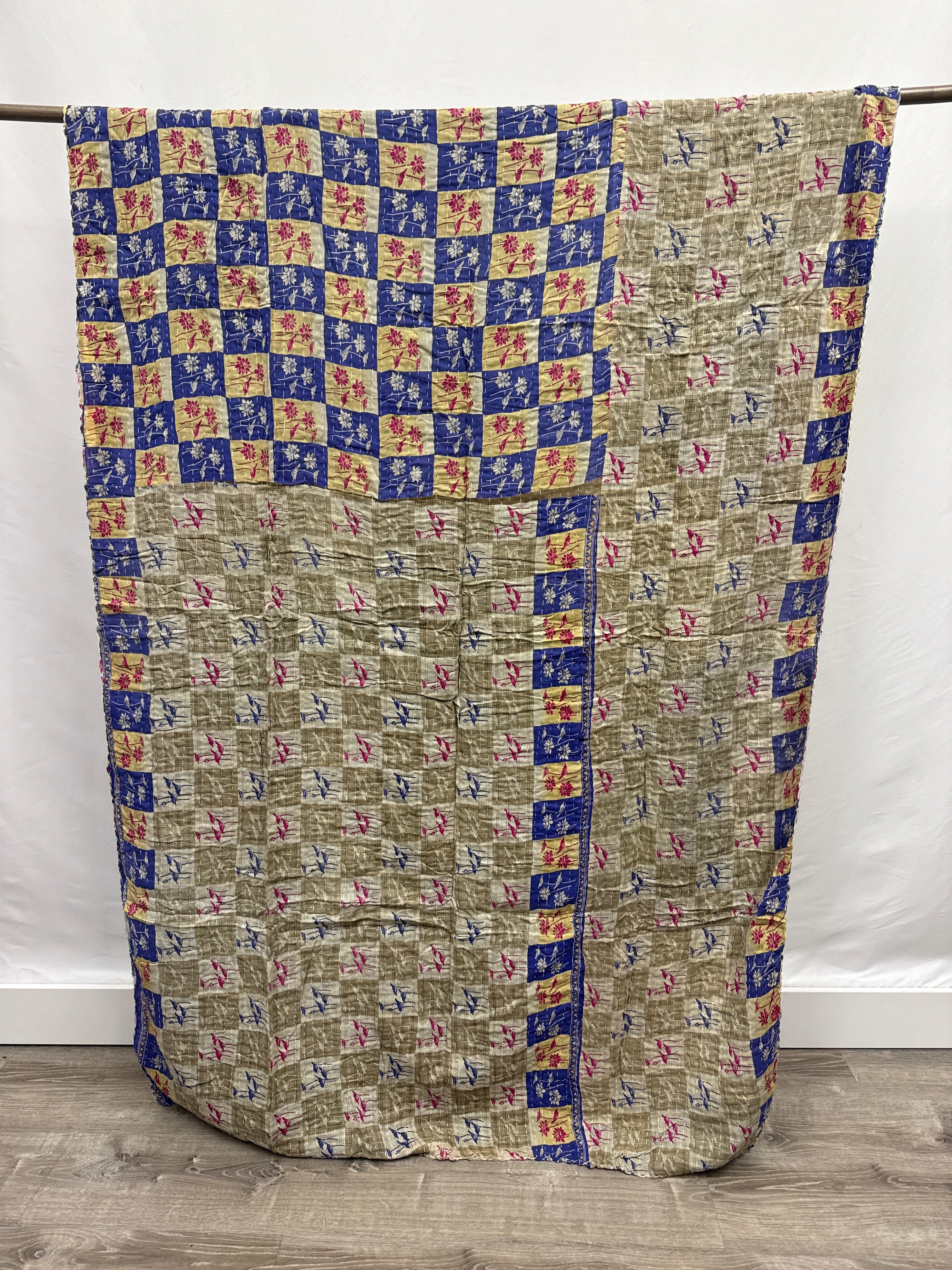 Patchwork Vintage Cotton Kantha Quilt - Twin