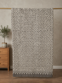 Desert Crosses Block Print Cotton Kantha Quilt