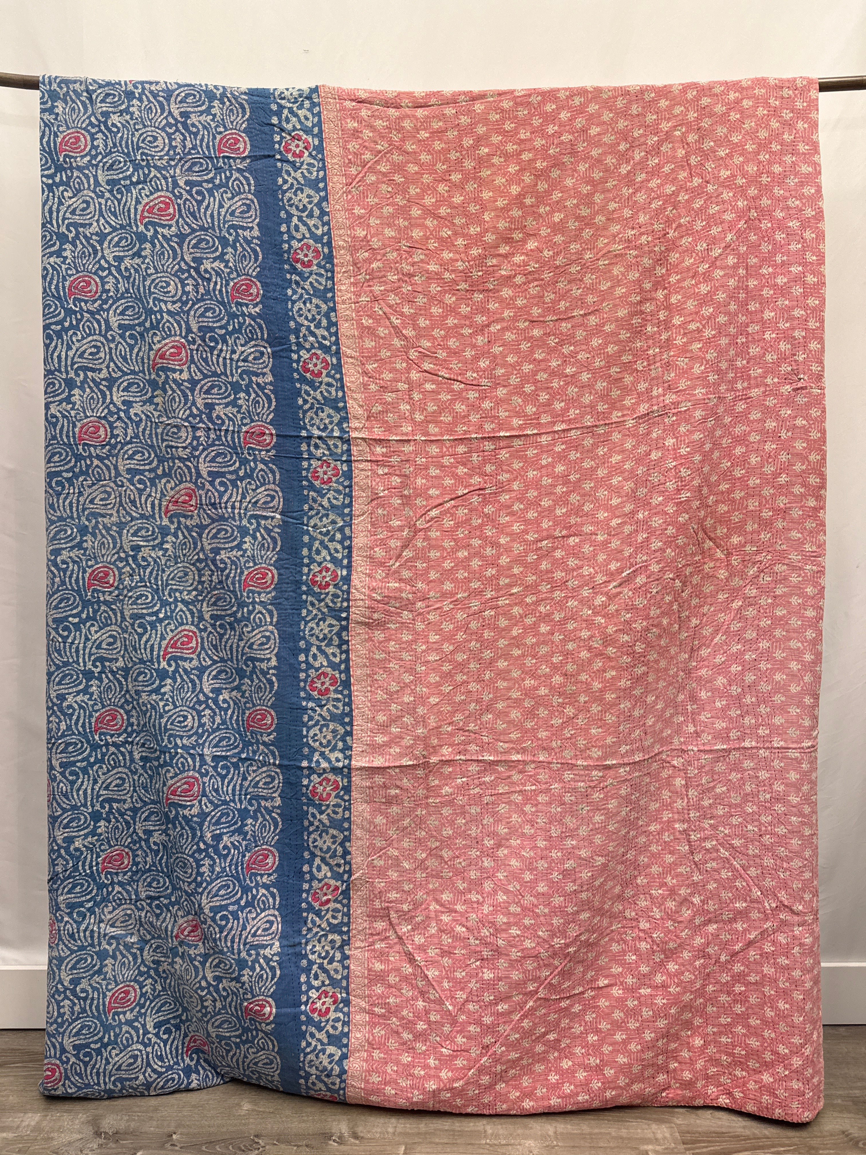 Queen Vintage Cotton Kantha Quilt