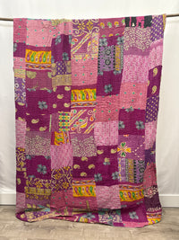 Patchwork Vintage Cotton Kantha Quilt - Queen