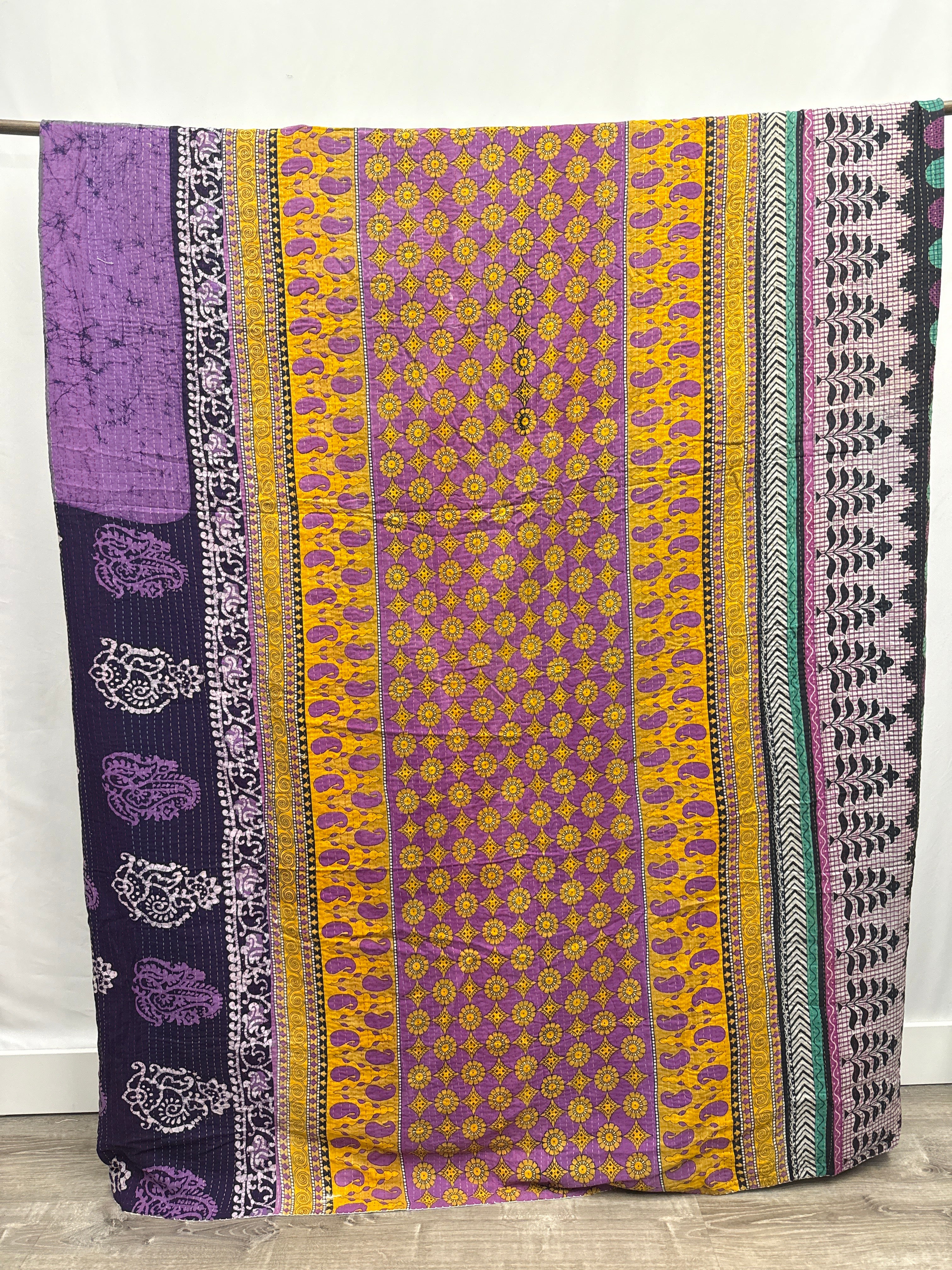 Queen Vintage Cotton Kantha Quilt