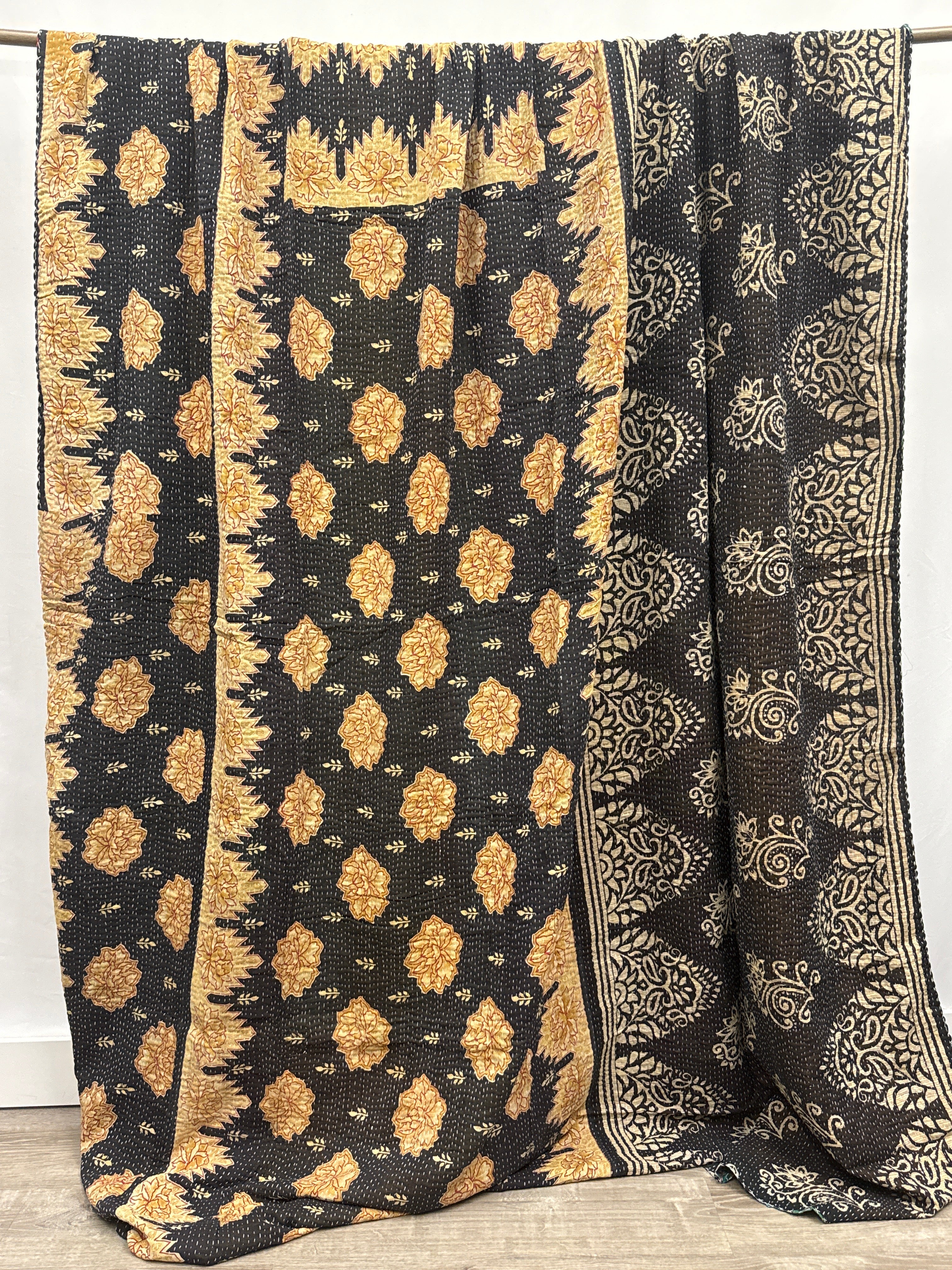 Queen Vintage Cotton Kantha Quilt