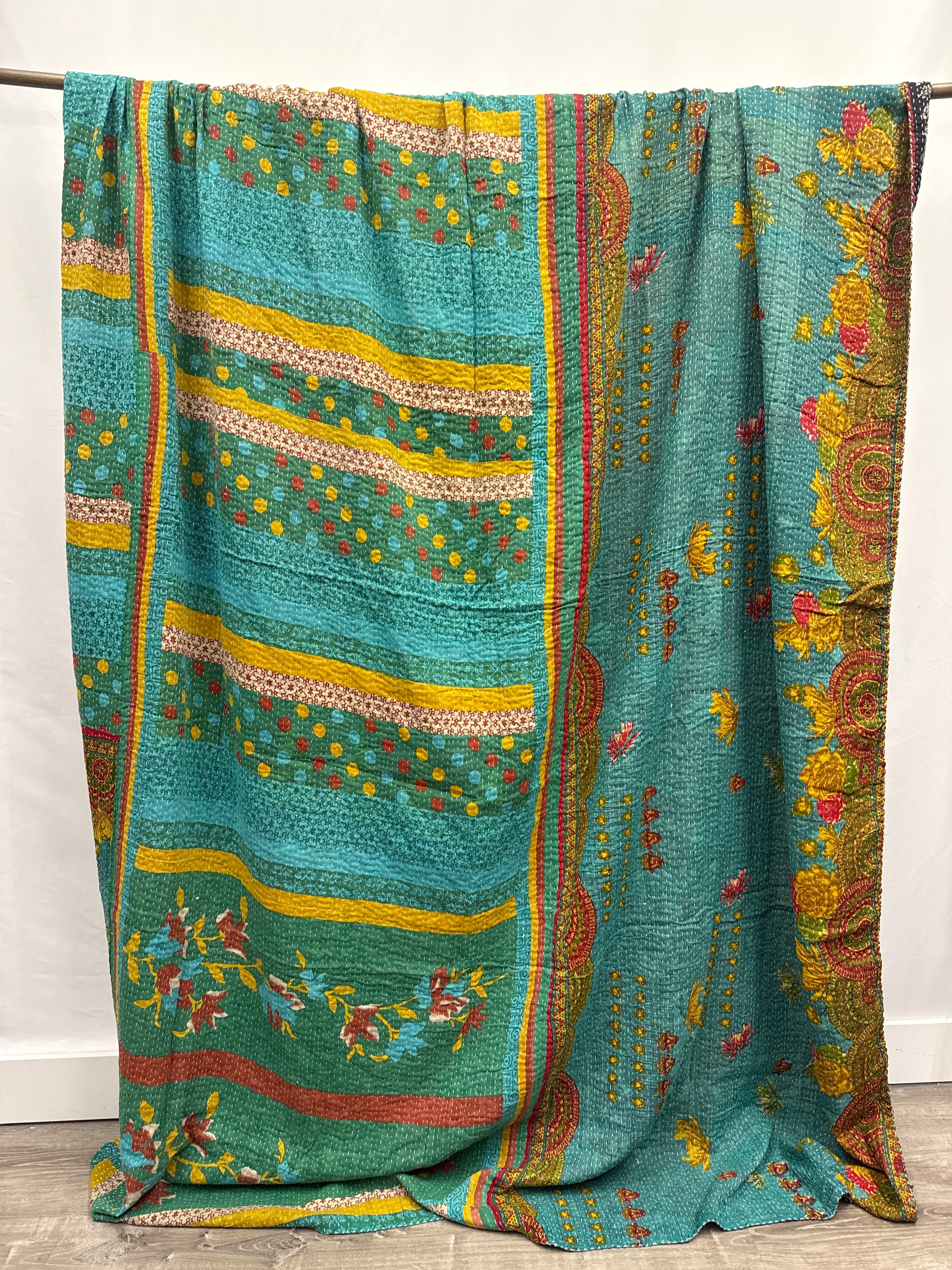 King Vintage Cotton Kantha Quilt