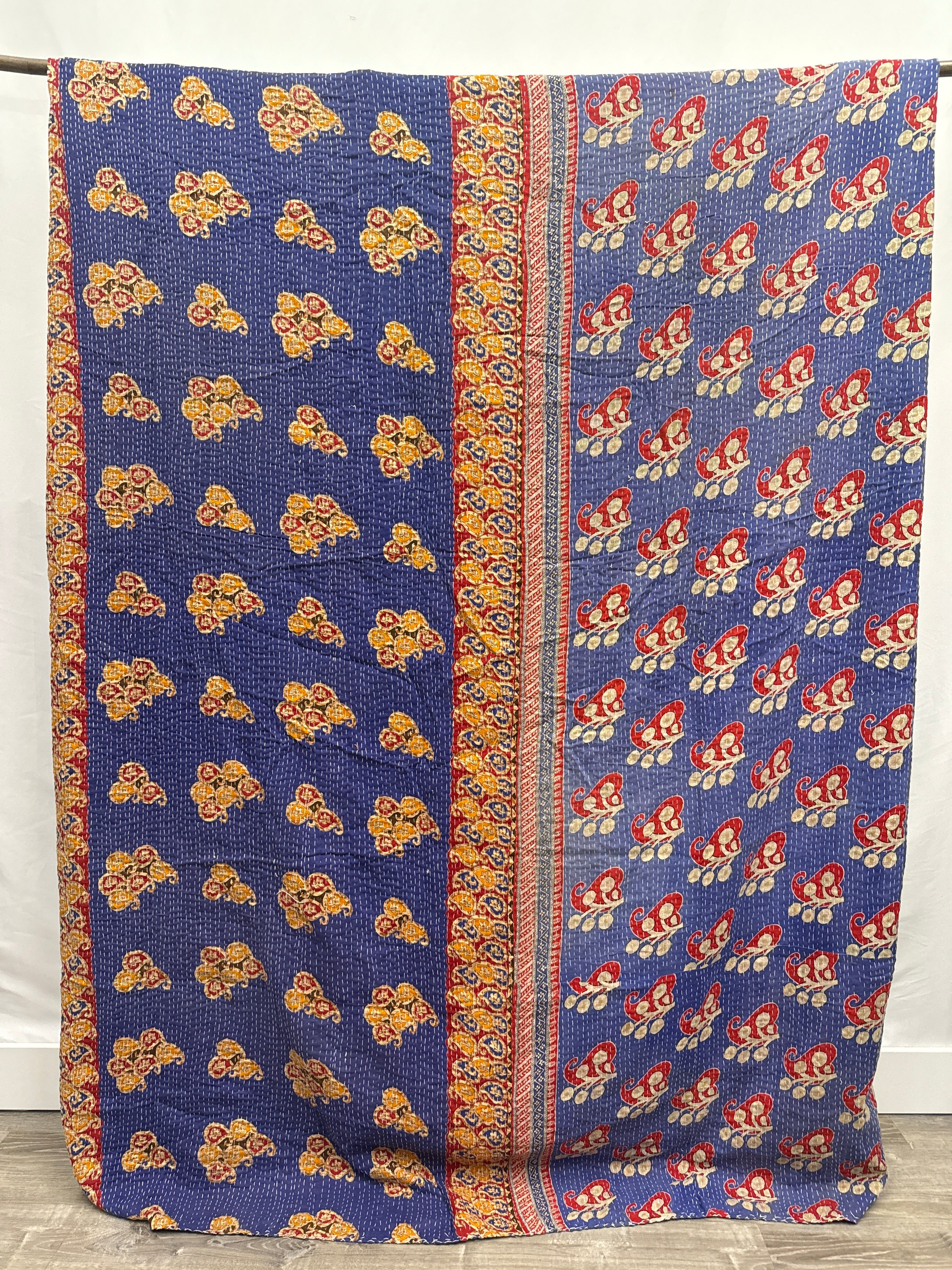 Queen Vintage Cotton Kantha Quilt
